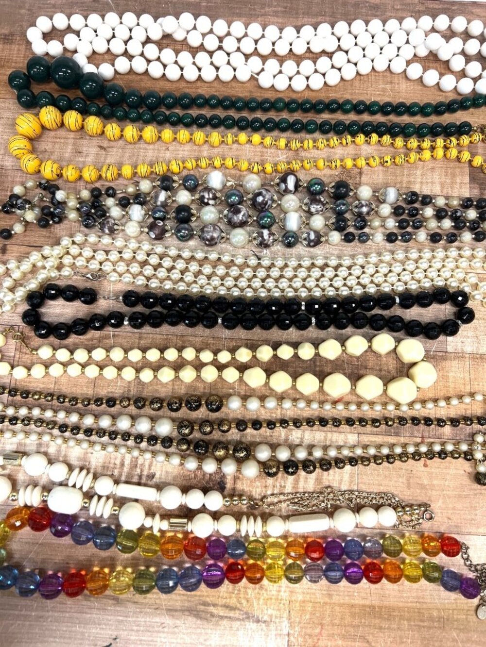 Vintage Multi-Strand Beaded Costume Jewelry Necklace Lot In Various Colors Style